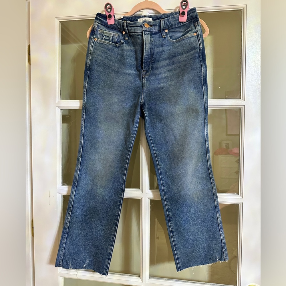 Good American Blue Straight Leg Jeans
